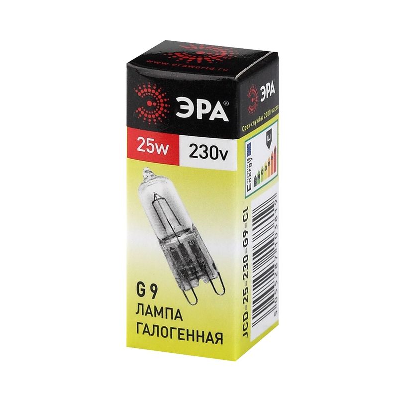 Галогенные лампы ЭРА G9-JCD-25-230V-Cl Галогенные лампы ЭРА G9-JCD-25-230V-Cl<br>Страна производитель: Россия; Бренд: Эра; Назначение: Для светильников; Назначение: Для точечных светильников; Назначение: Бытовая; Типоразмер цоколя: G9; Длина: 44 мм; Диаметр: 12 мм; Форма лампы: Капсула; Цвет лампы: Бесцветная; Цвет свечения: Теплый; Прозрачность лампы: Прозрачная; Номинальное напряжение: 230 В; Потребляемая мощность: 25 Вт; Цветовая температура: 3000 К; Светорегулирование: Диммируемая; Срок службы: 2000 ч; Температура эксплуатации: От -40°С до +40°С;