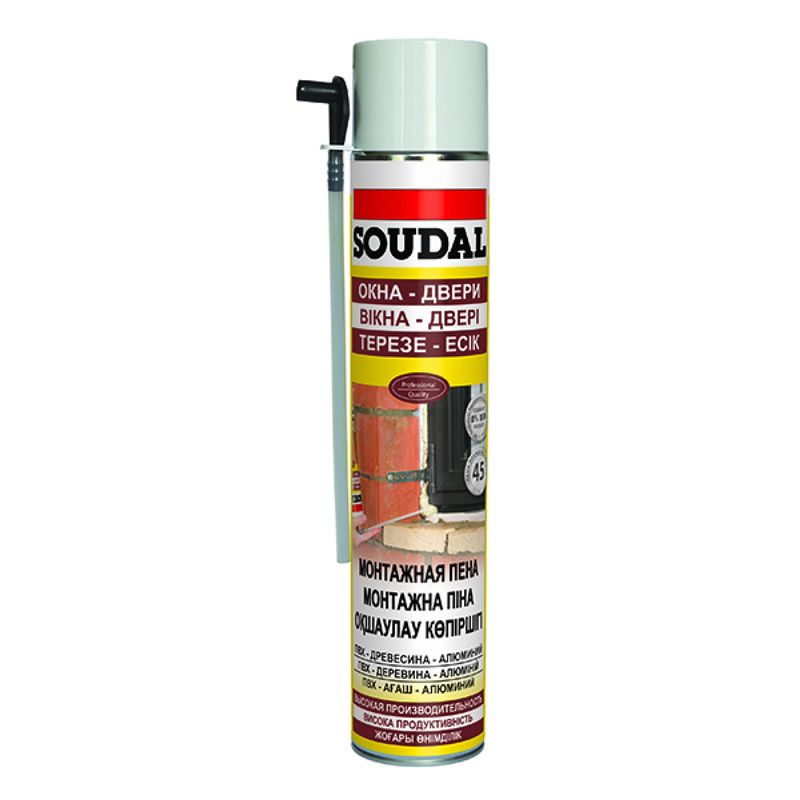 

Пена монтажная Soudal 45 Желтая бытовая, 750 мл
