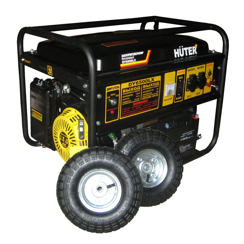 

Электрогенератор DY6500LX с колёсами и аккумулятором Huter, DY6500LX
