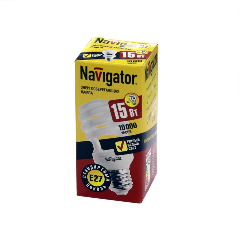 

Лампа энергосберегающая 15Вт Е27 теплый свет NAVIGATOR