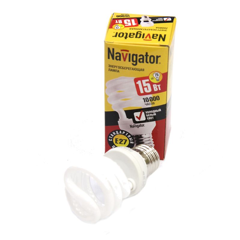

Лампа энергосберегающая 15Вт Е27 холодный свет NAVIGATOR