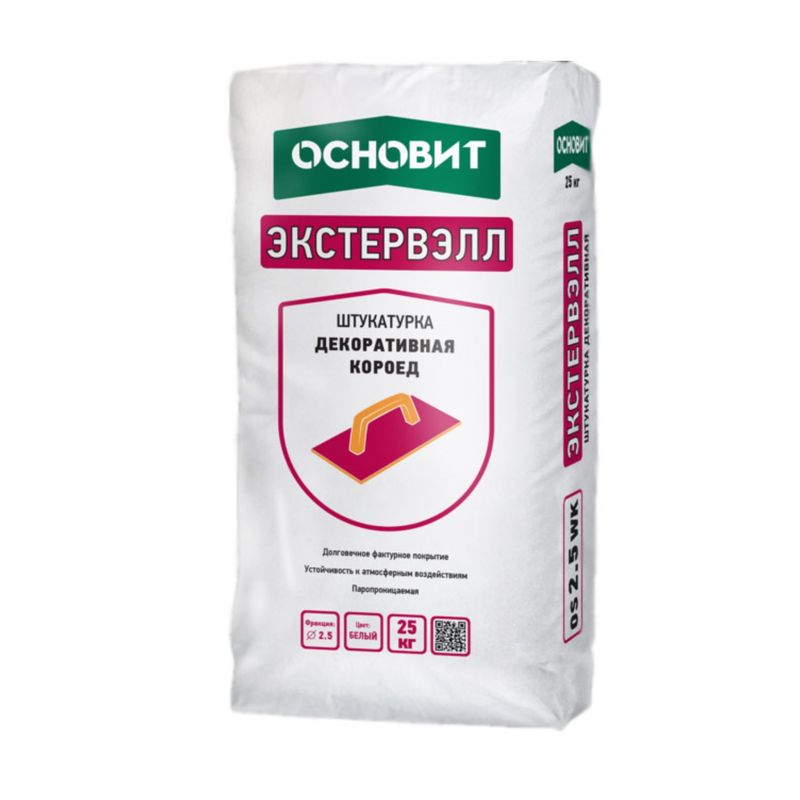 

Штукатурка декоративная Основит Экстервэлл Короед 2,5 мм серая, 25 кг, Серый