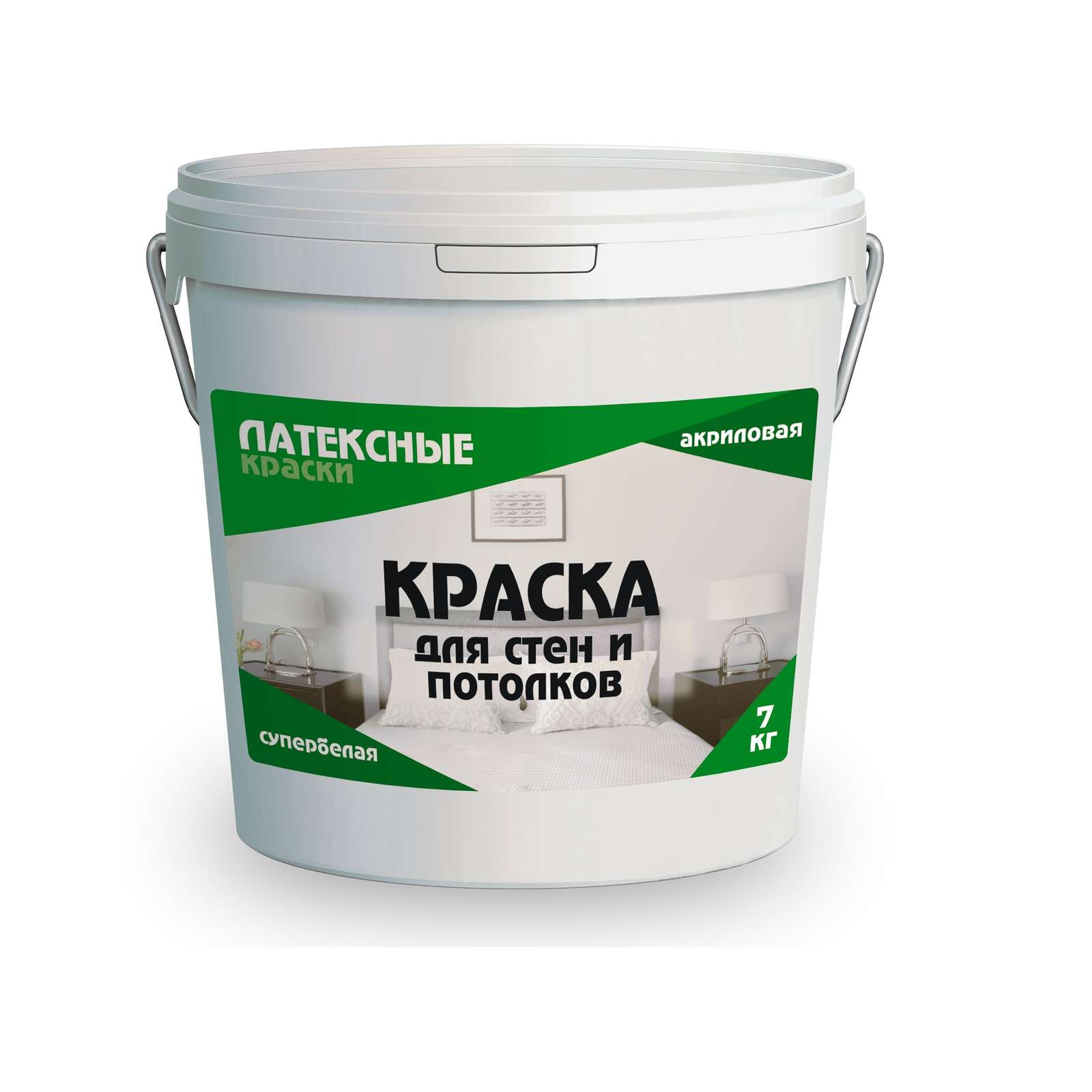 Краска для стен и потолков Латек супербелая, 7кг