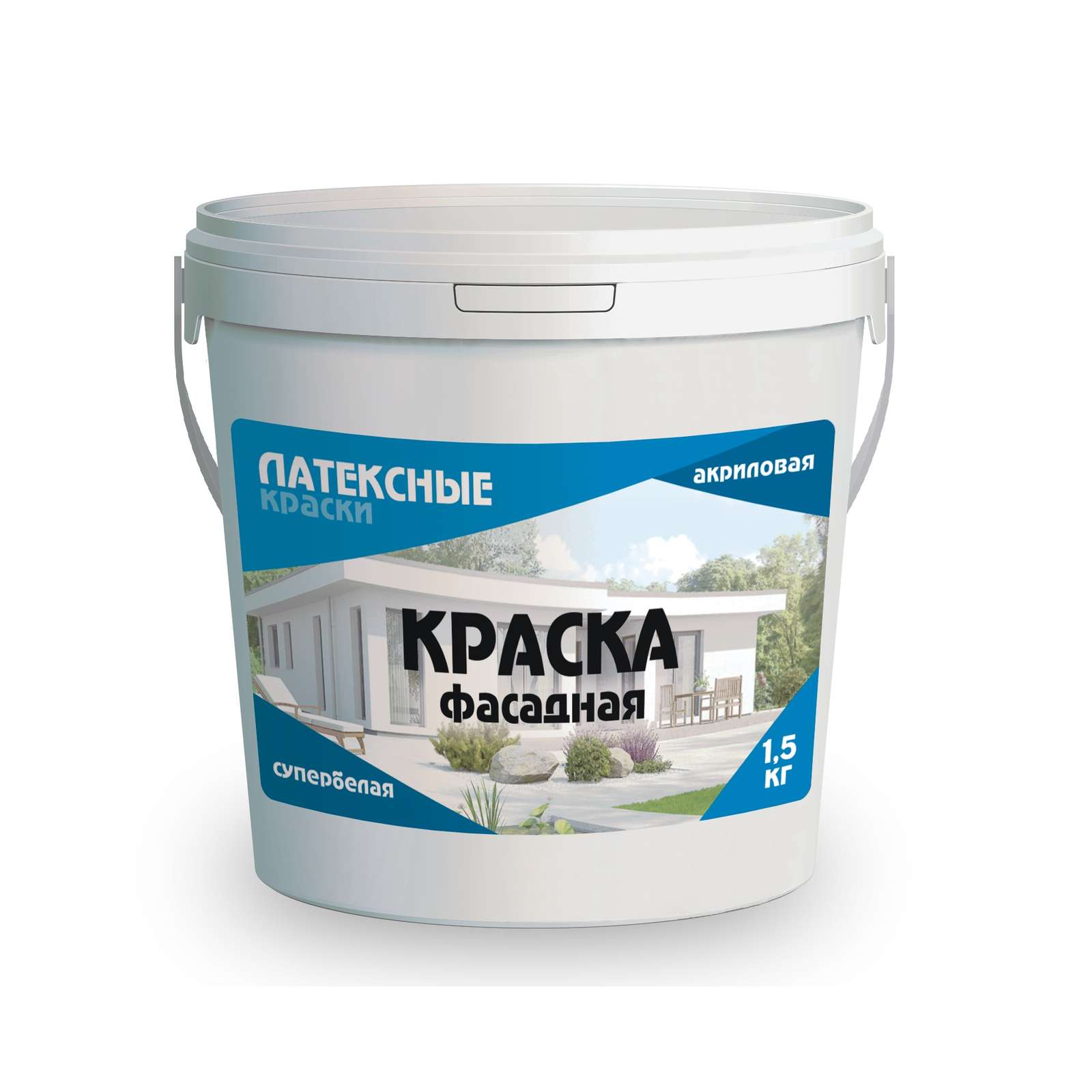 Краска фасадная Латек супербелая, 1,5кг