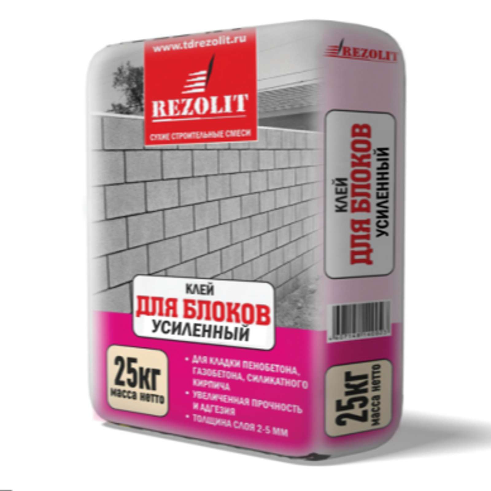 Клей для блоков УСИЛЕННЫЙ REZOLIT, 25 кг