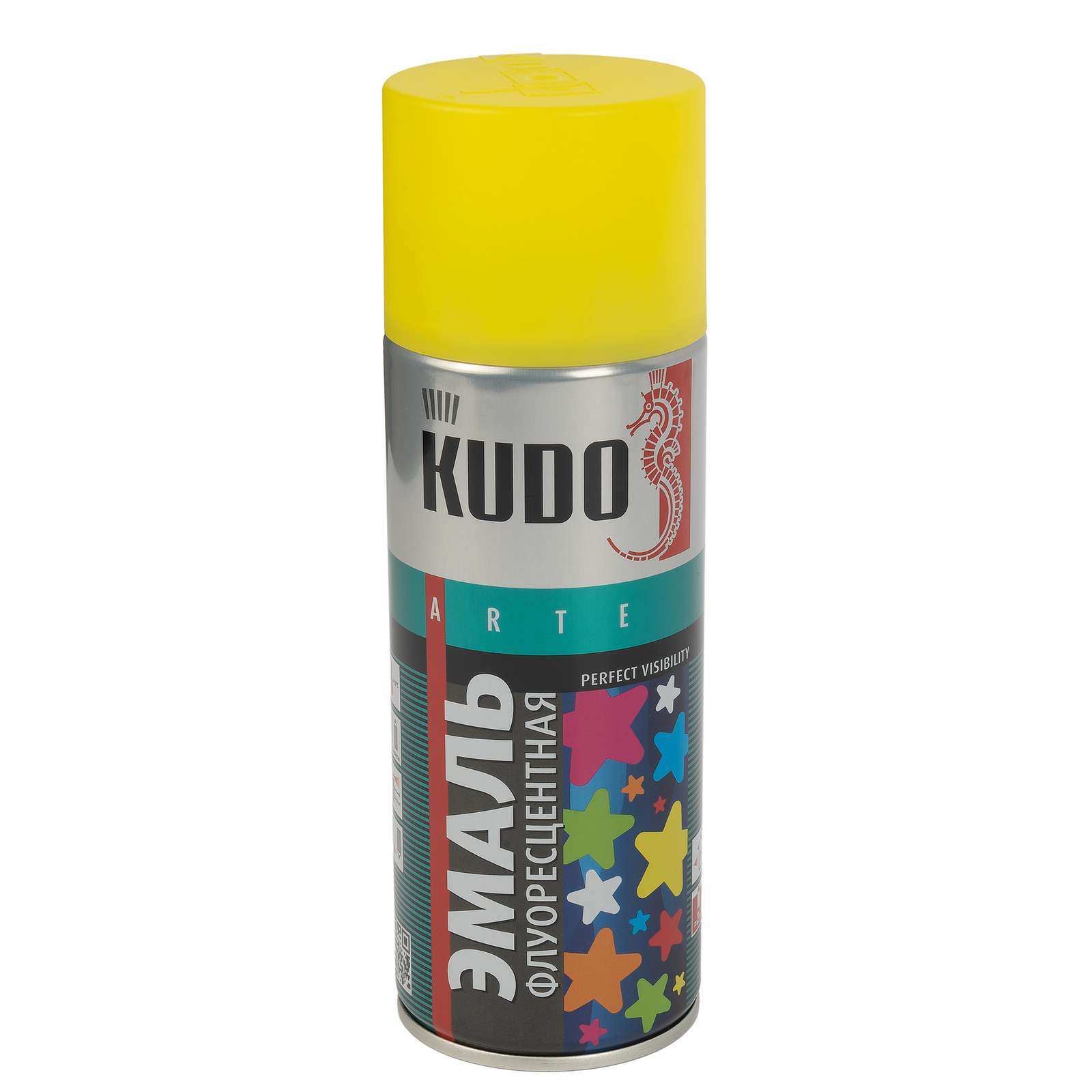 Эмаль аэрозольная флуоресцентная акриловая лимонно-желтая KUDO (1204), 0,52л