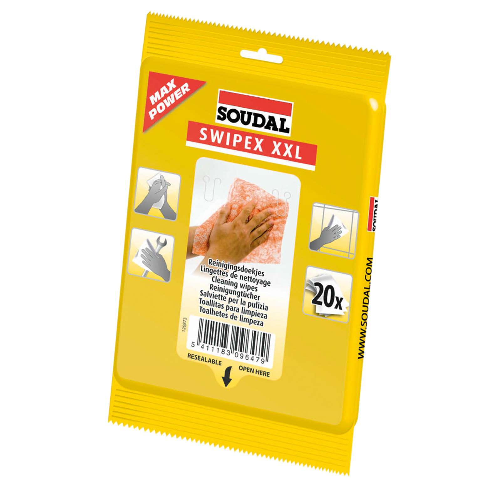 Салфетки SOUDAL для очистки рук от пен, герметиков, масел и красок