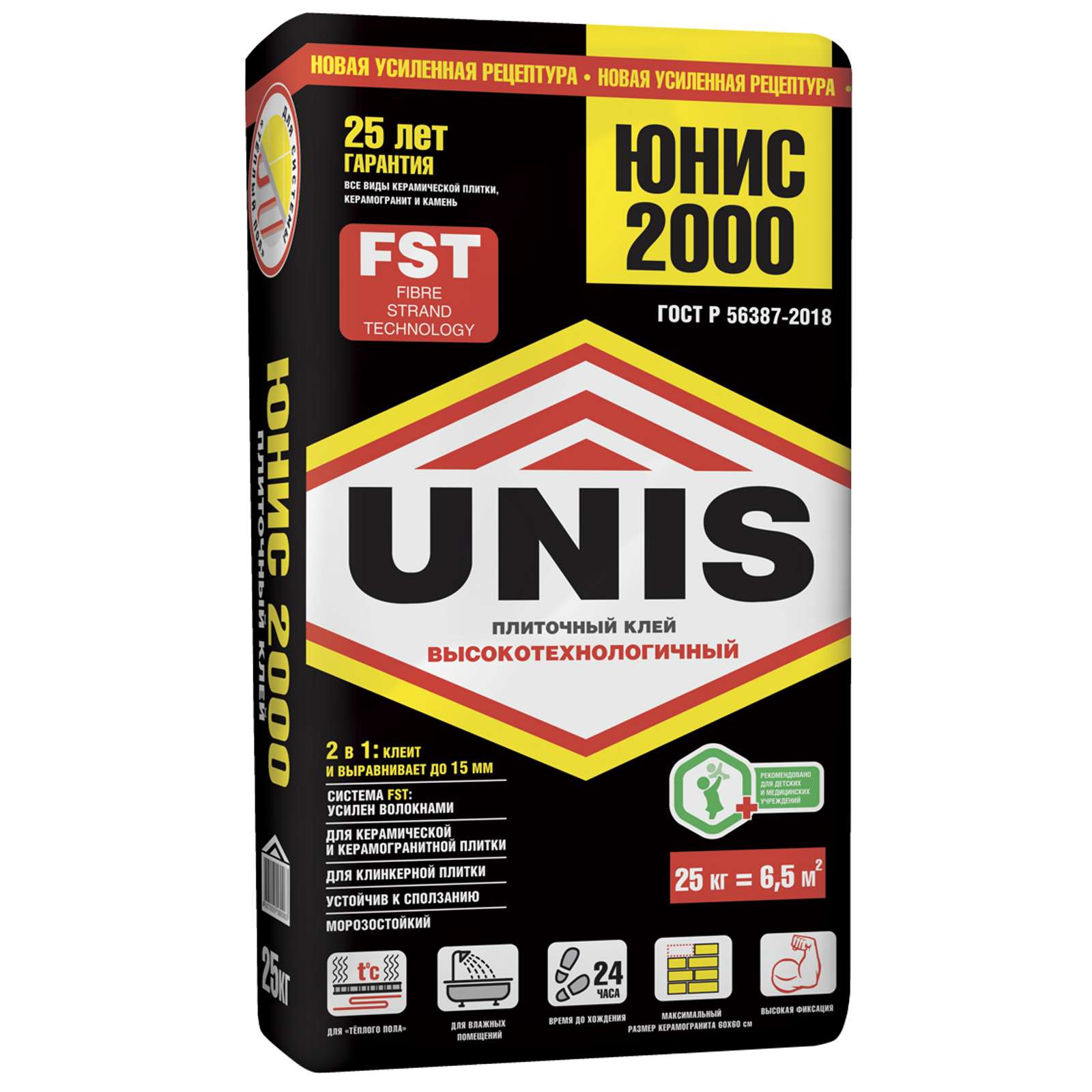 Клей для плитки (С0 T) Unis 2000, 25 кг