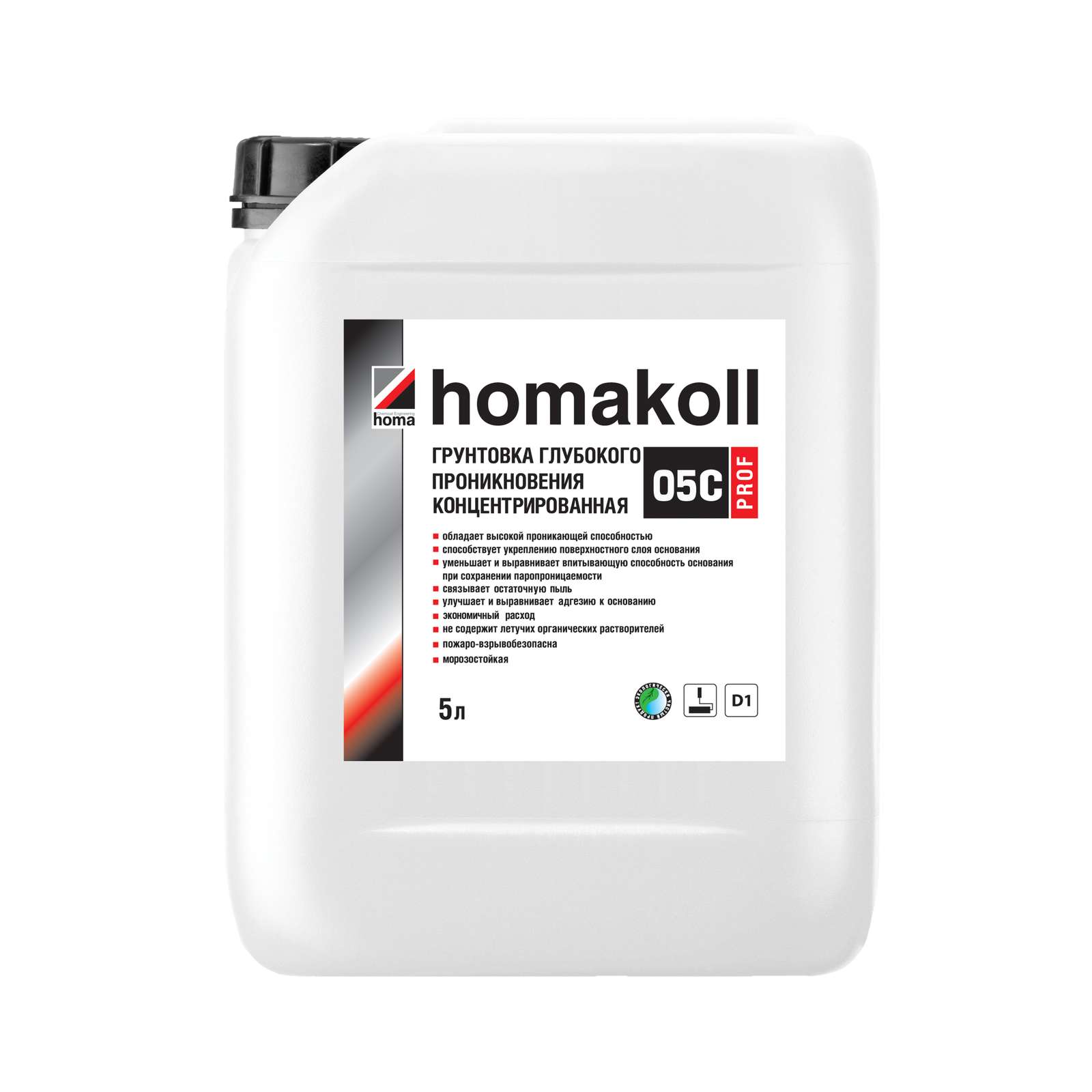 Грунтовка Homakoll морозостойкая, 05 C Prof, 1 л на 10-12 м2, без запирающих свойств, 5 л, глубокого проникновения