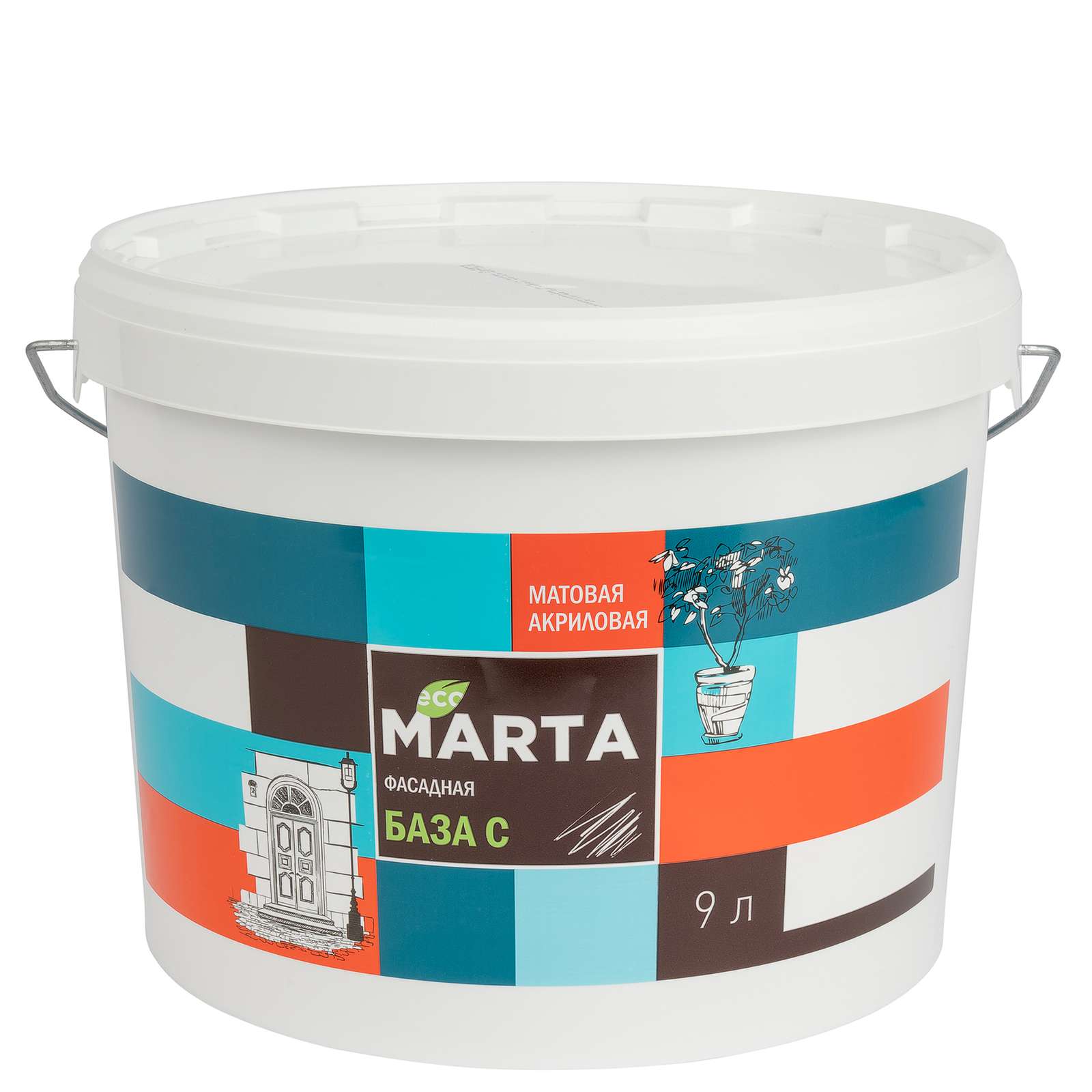 ЭКО Краска MARTA фасадная (База С), 9 л
