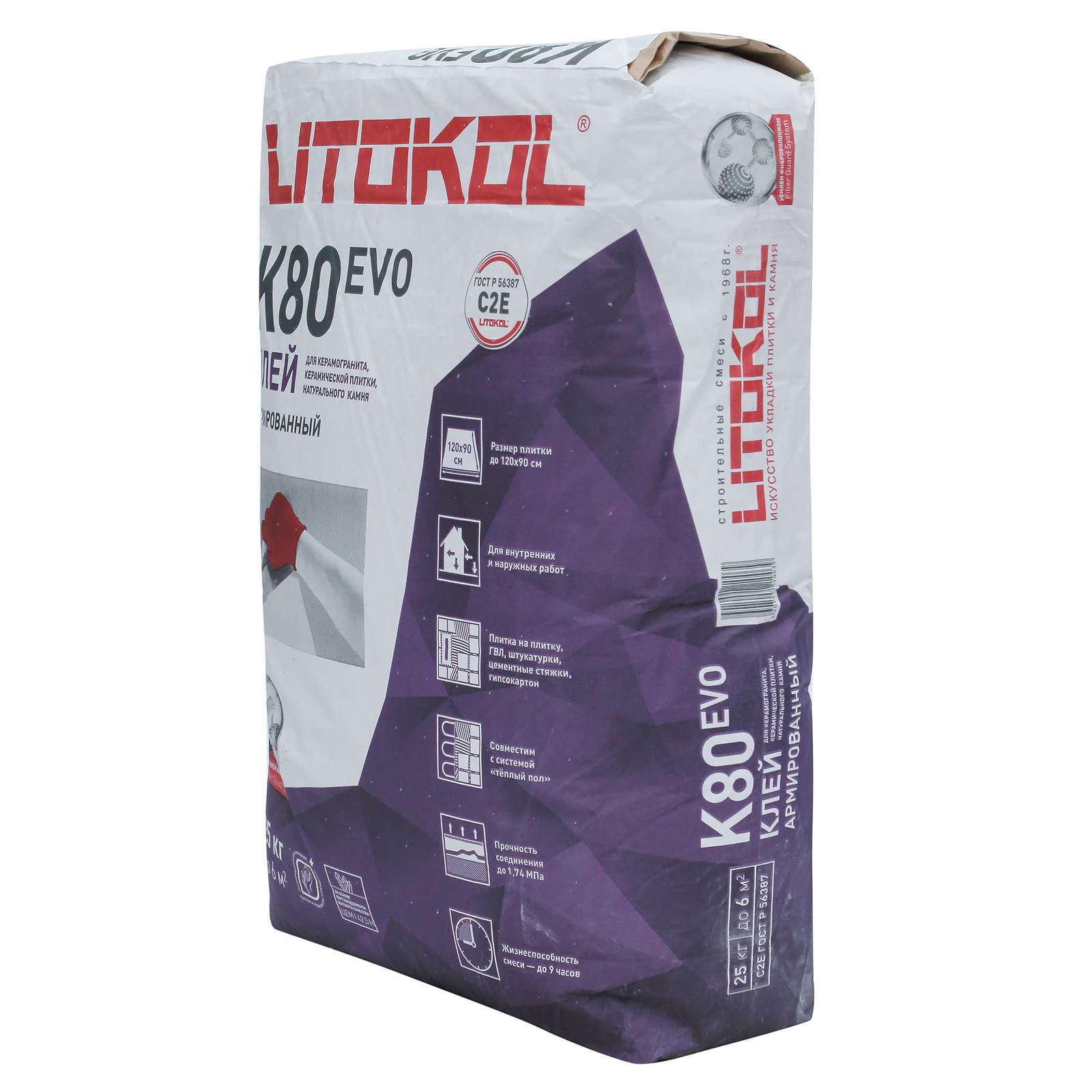 Клей для плитки (С2Е) Litoflex K 80, 25 кг