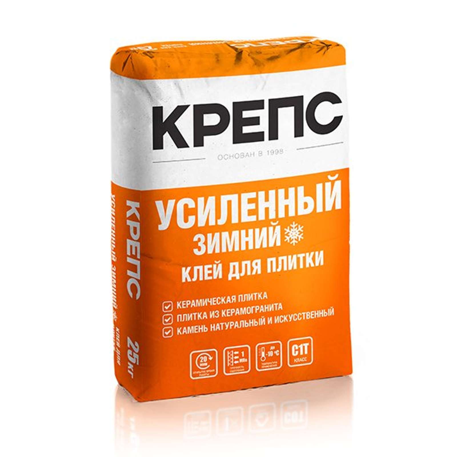 Клей для плитки (С1 T) Крепс Усиленный морозостойкий, 25кг