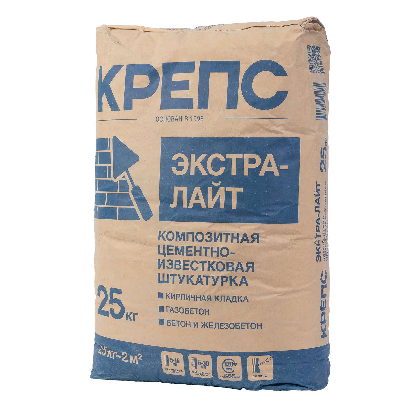 Штукатурка цементно-известковая Крепс Экстра Лайт, 25 кг