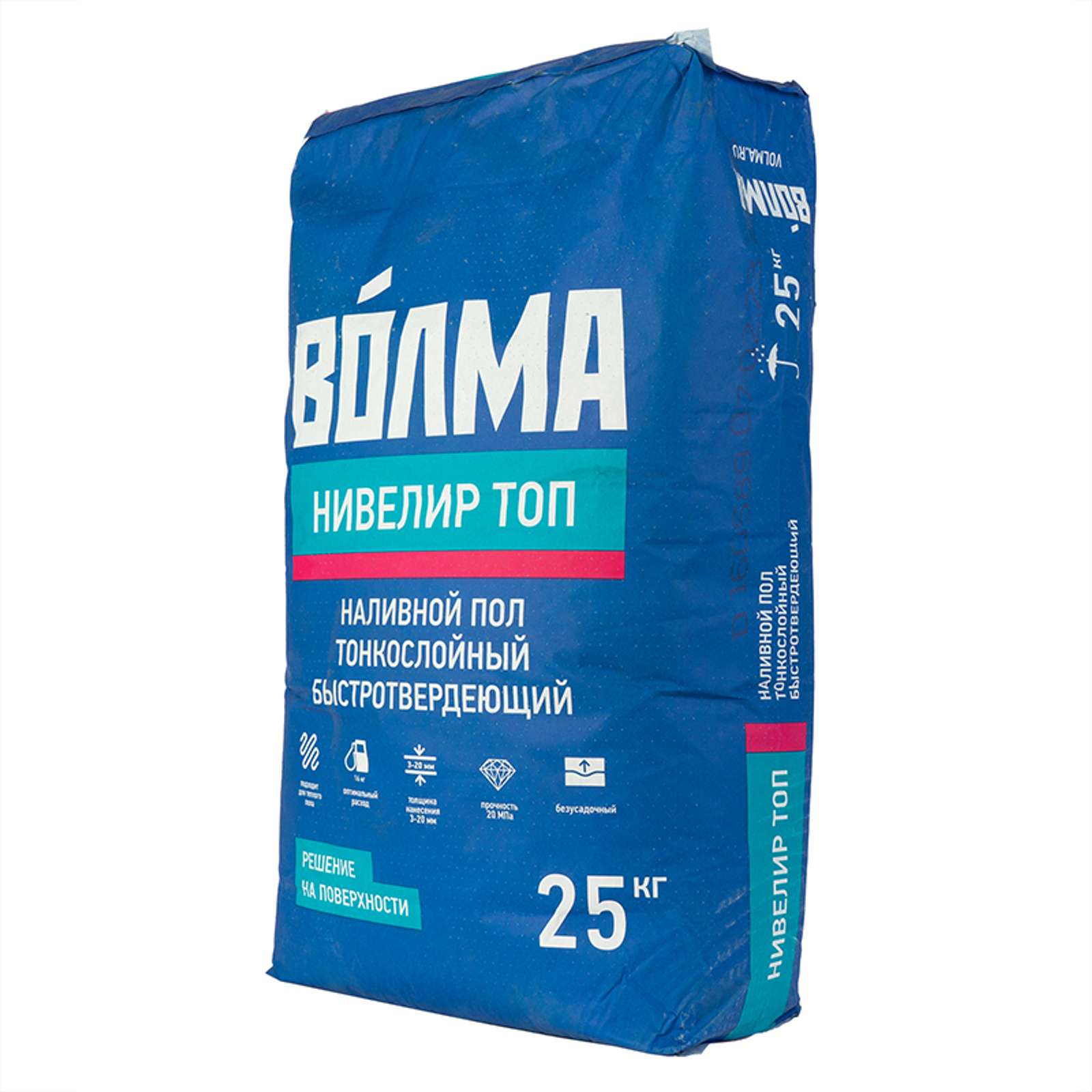 Наливной пол финишный Нивелир ТОП Волма, 25 кг (толщ. 3-20 мм, расх. 16 кг/м2, проч. М200)