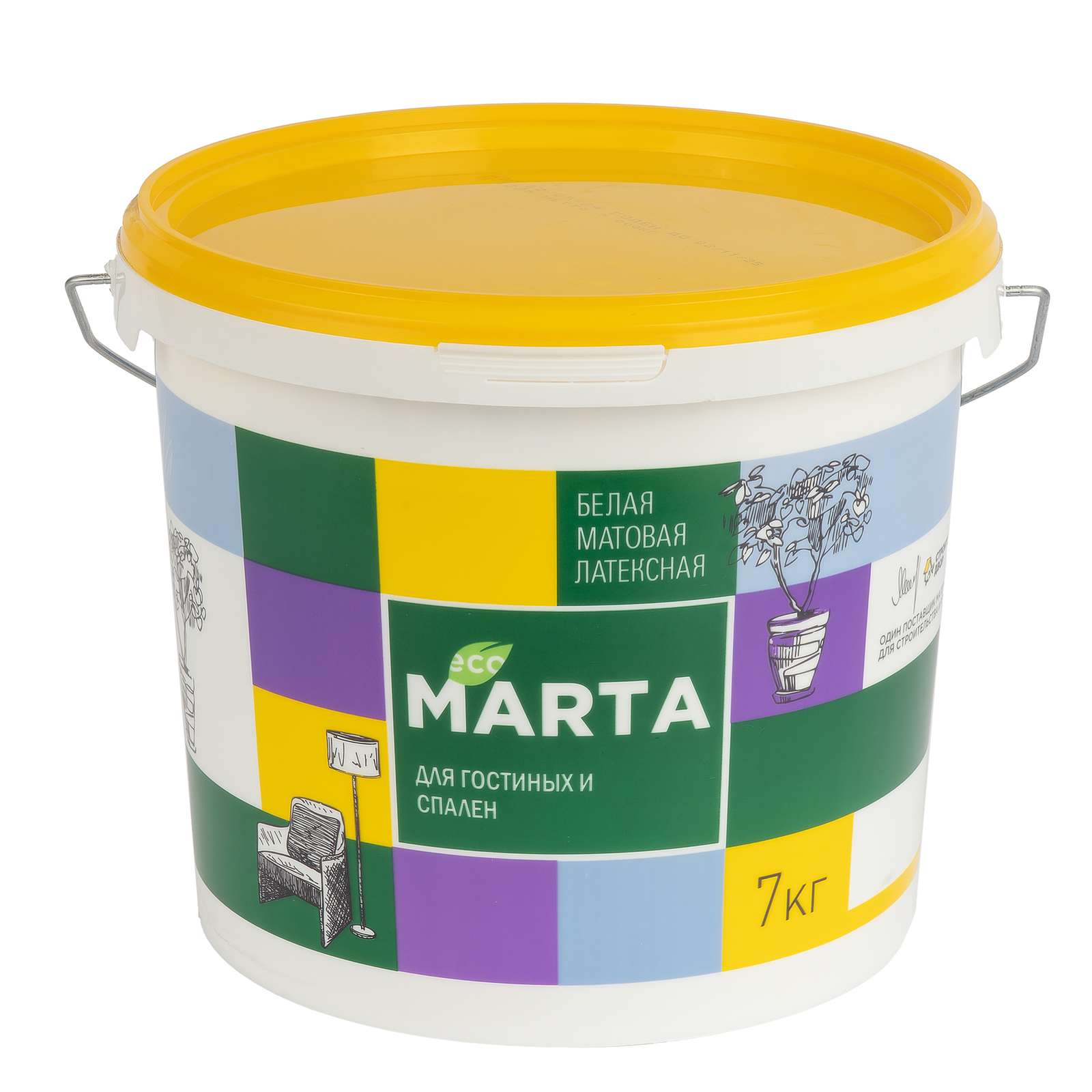 Краска для гостиных и спален MARTA ECO, белая, 7кг
