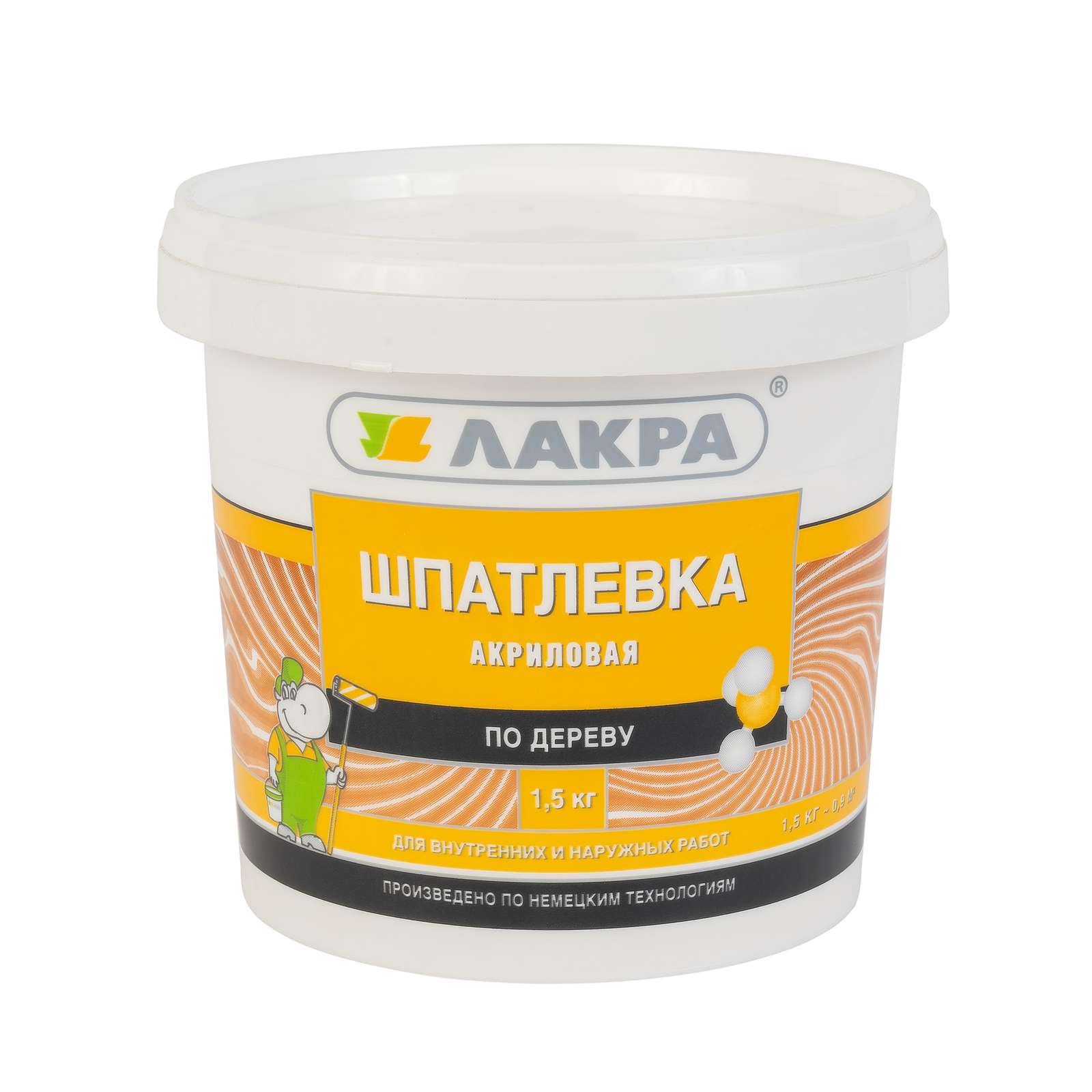 Шпаклевка акриловая по дереву Лакра Белая 1,5 кг