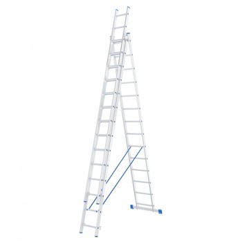 Лестница алюминиевая трехсекционная 14 ступеней Сибртех