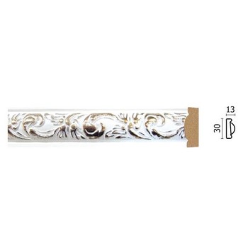 Молдинг декоративный 157-115G, 30x13x2400 мм, белый с золотом