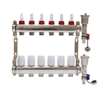Коллекторная группа Altstream 1" евроконус 3/4"х6 выходов с расходомерами