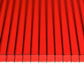 Сотовый поликарбонат MultiGreen, красный 4 мм 2,1х6 м, плот. 0,5кг/м2