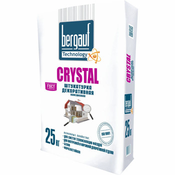 Штукатурка декоративная Bergauf Crystal камешковая, зерно 1 мм, 25 кг