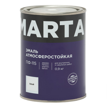Эмаль ПФ-115 MARTA, белая гл., 0,9кг