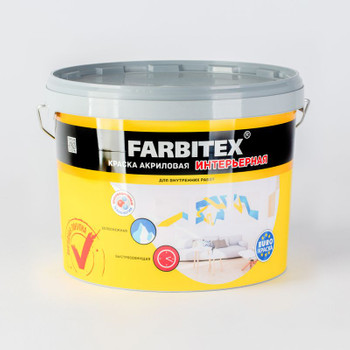 Краска акриловая интерьерная Farbitex белая 13 кг