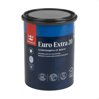 Краска для кухонь и ванных Tikkurila Euro Extra 20 полуматовая база A 0,9 л
