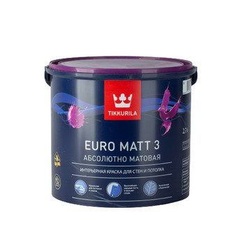 Краска для гостиных и спален Tikkurila Euro Matt 3 матовая 2,7 л
