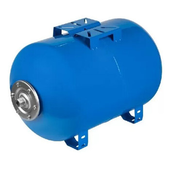 Расширительный мембранный бак, гидроаккумулятор, для водоснабжения 100 л, горизонтальный синий