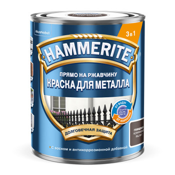 Краска по металлу и ржавчине Hammerite гладкая, коричневая, 0,75л