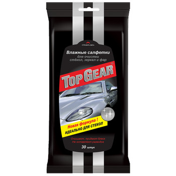 Салфетки влажные автомобильные для стекол Top Gear, 30 шт