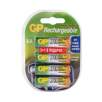 Аккумуляторы перезаряжаемые GP 270AAHC3/1-2CR4 (4шт/уп)