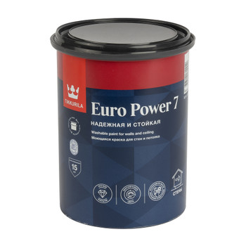 Краска для стен и потолков Tikkurila Euro Power 7 матовая, база А, 0,9л