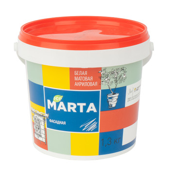 Краска фасадная MARTA ECO белая 1,3 кг