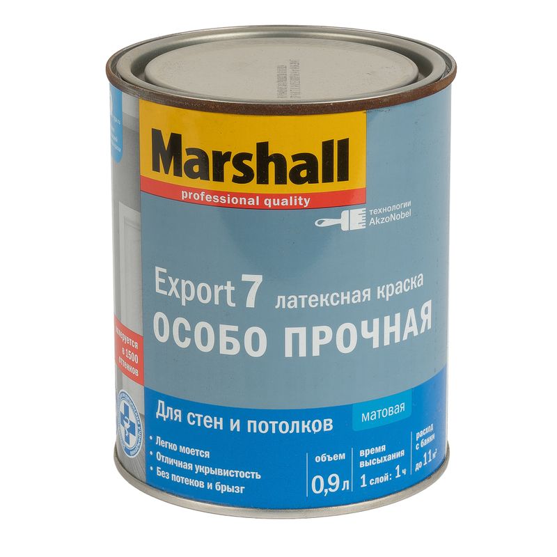 фото Краска export-7 мат латексная bw 0,9л marshall