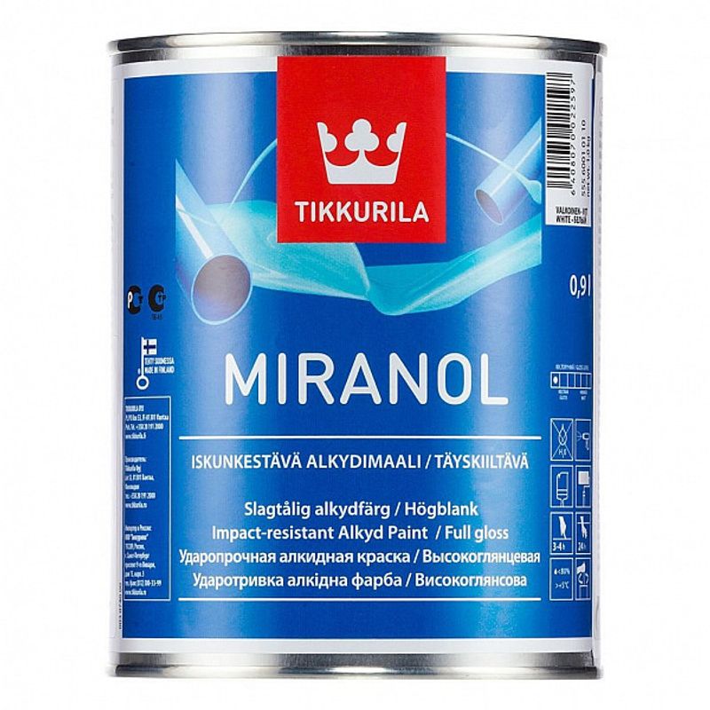 фото Эмаль tikkurila miranol база а высокоглянцевая 0,9 л