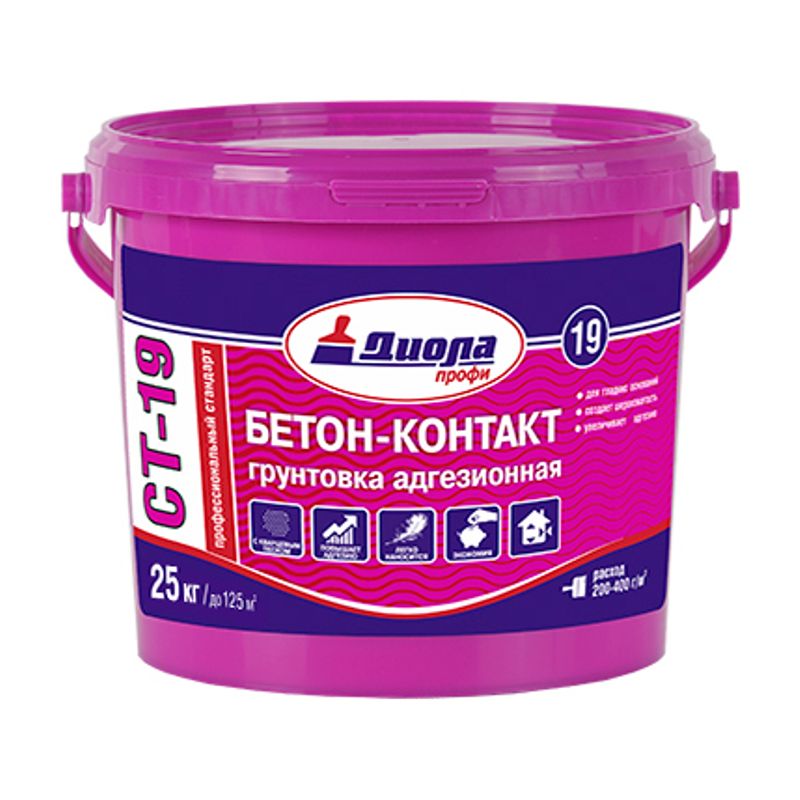 Грунт Бетон Контакт Диола ПРОФ СТ-19, 25 кг (евроведро)