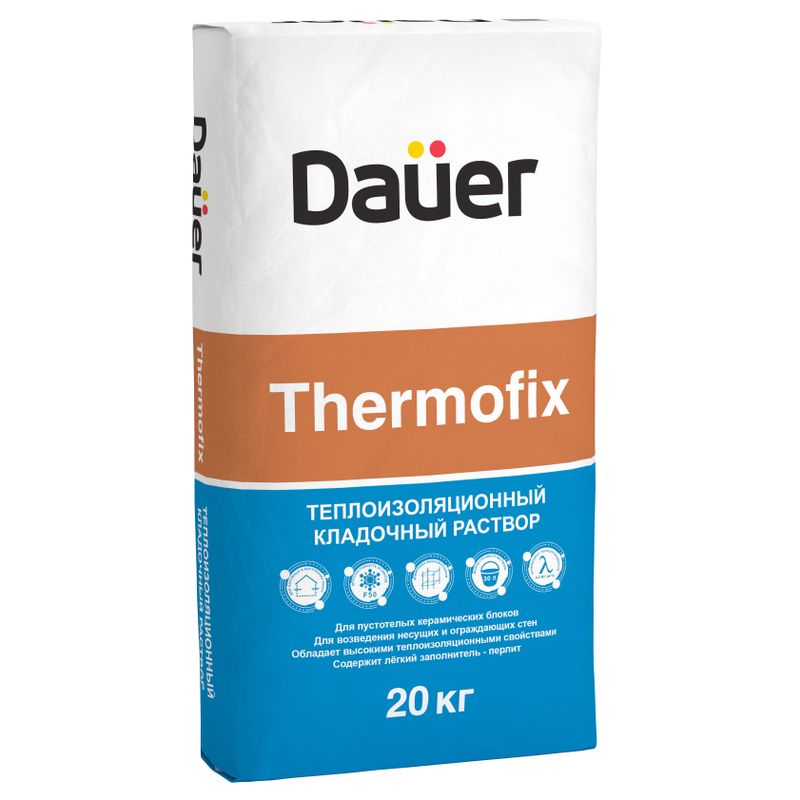 фото Кладочный теплоизоляционный раствор dauer thermofix, 20 кг