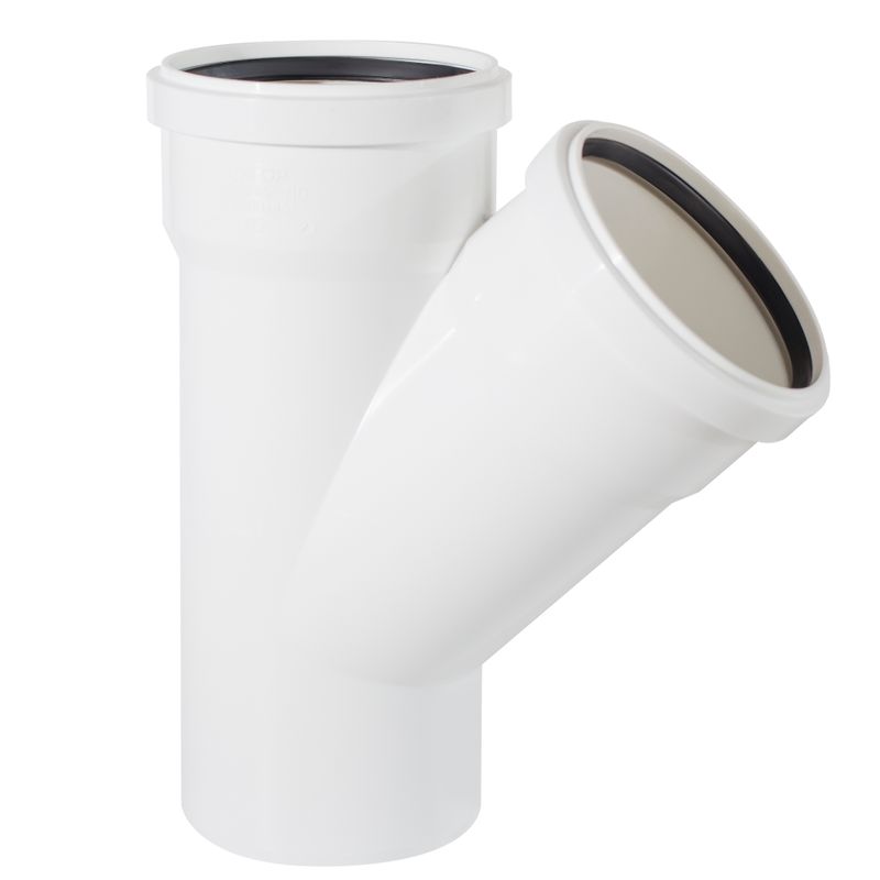 Тройник канализационный 110х110х45гр бесшумная Дигор ЛЮКС белый