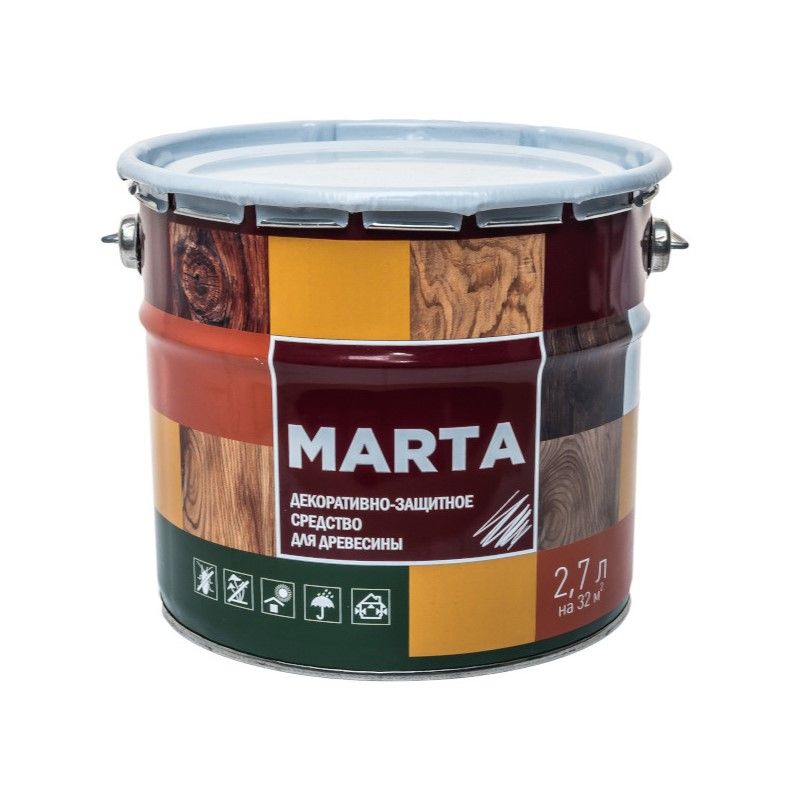 Декоративно-защитное средство для дерева MARTA, сосна, 2,7л