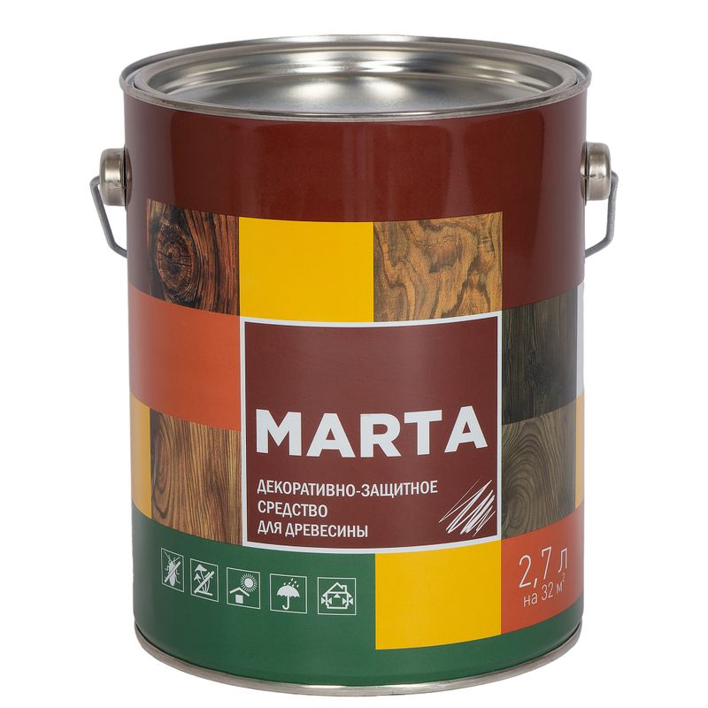 Декоративно-защитное средство для дерева MARTA, махагон, 2,7л