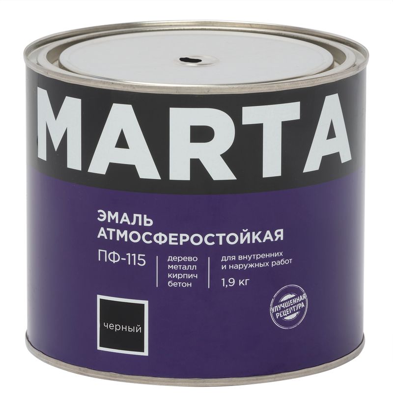 Эмаль ПФ-115 MARTA, черная, 1,9кг