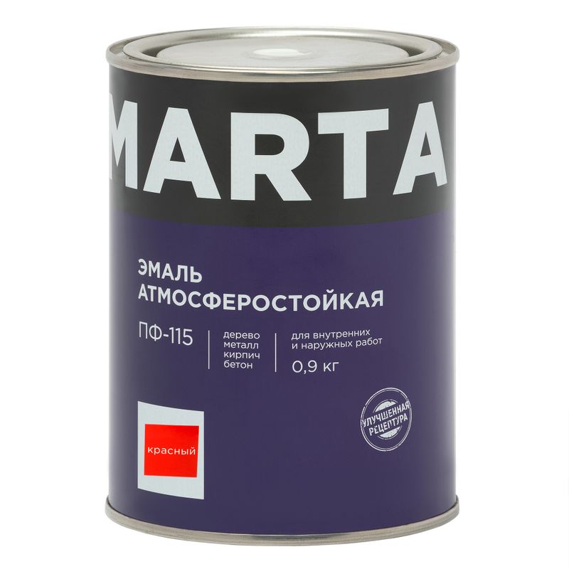Эмаль ПФ-115 MARTA, красная, 0,9кг