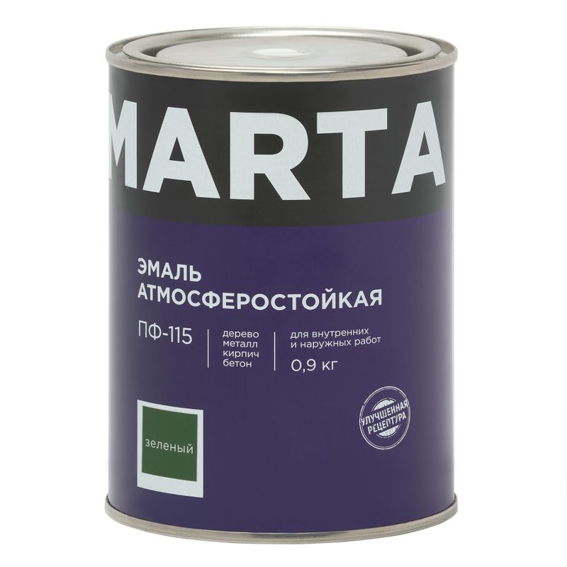 Эмаль ПФ-115 MARTA, зеленая, 0,9кг
