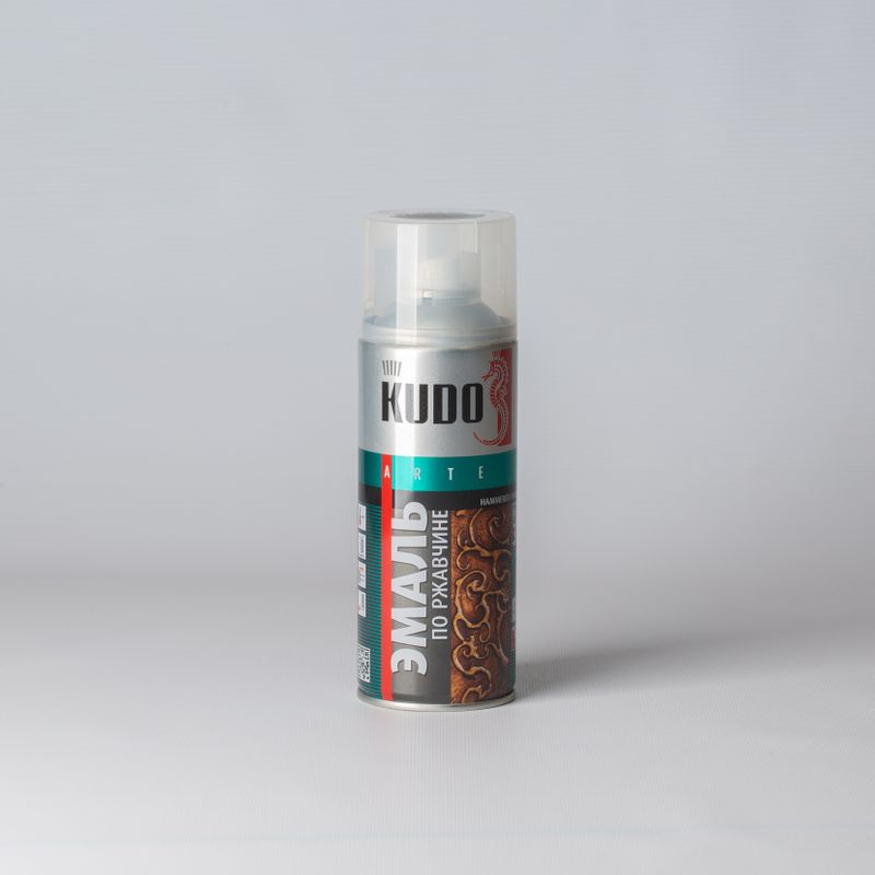 фото Эмаль по ржавчине kudo молотковый эффект, серебристо-коричневая, 0,52л