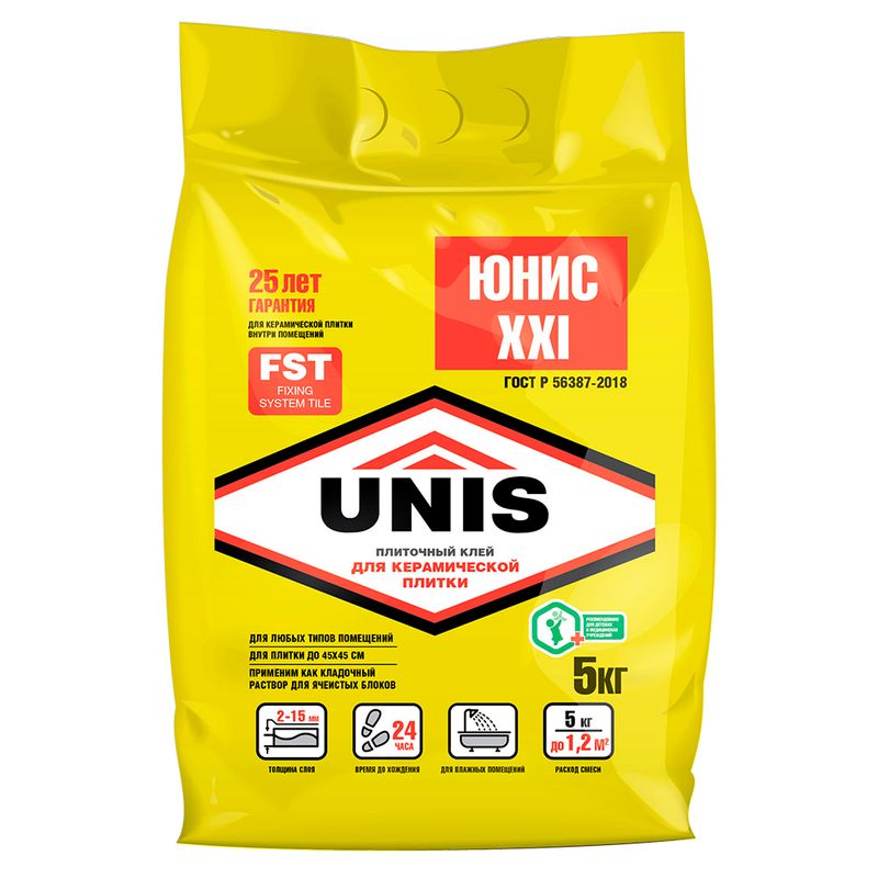 Клей для плитки (C0) UNIS XXI, 5 кг
