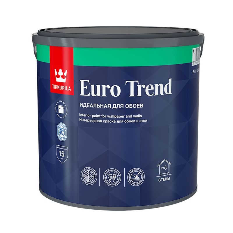 фото Краска tikkurila euro trend для обоев и стен база а 2.7л