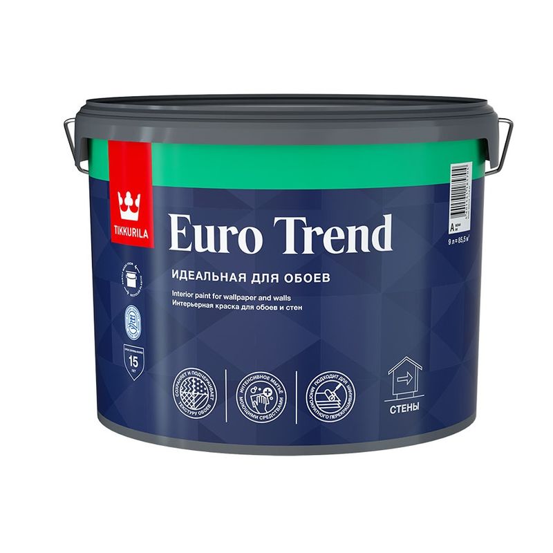 фото Краска tikkurila euro trend для обоев и стен база а 9л