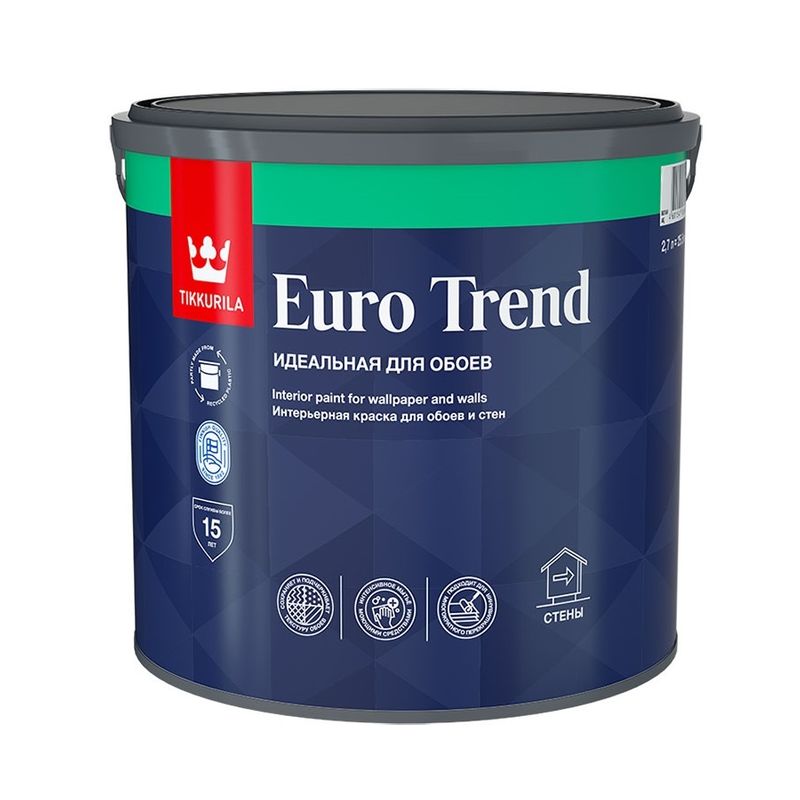 фото Краска tikkurila euro trend для обоев и стен база с 2.7л